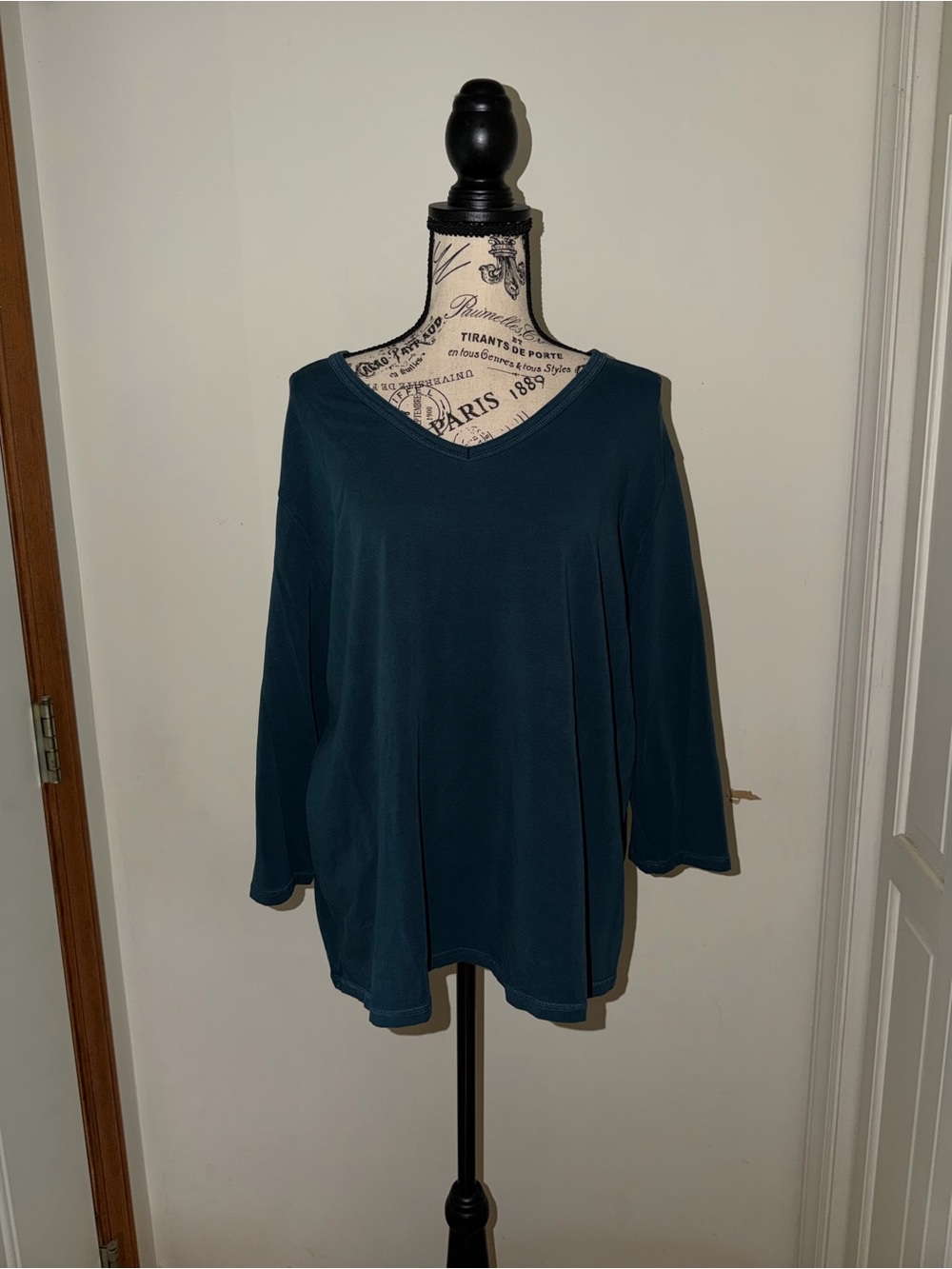 ✨5/$30✨ Valerie Stevens Teal V-Neck 3/4 Sleeve Blouse